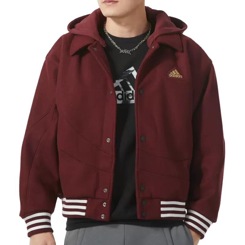 adidas Drachenstickerei Lässige lockere Kapuzenjacke Herren Oberbekleidung Burgunder IT0210