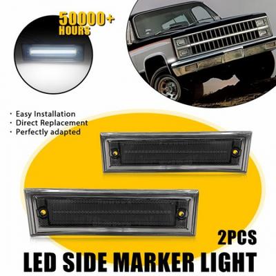 2x White LED Front Side Marker Light for 1981-1991 Chevy/GMC C/K 1500 2500 C10 A
