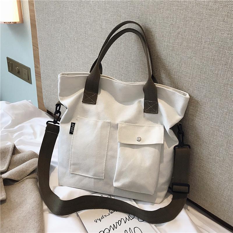 Женская холщовая сумка-тоут в корейском стиле 2021 года: Большая, Модная Сумка Кросс-боди и На плечо для Студентов