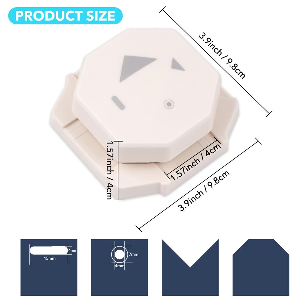 

Дырокол и углорез, 4 в 1 с одним овальным и отверстием рыбий глаз , дырокол для бумаги ласточкин хвост и со скошенным углом для детской бумаги