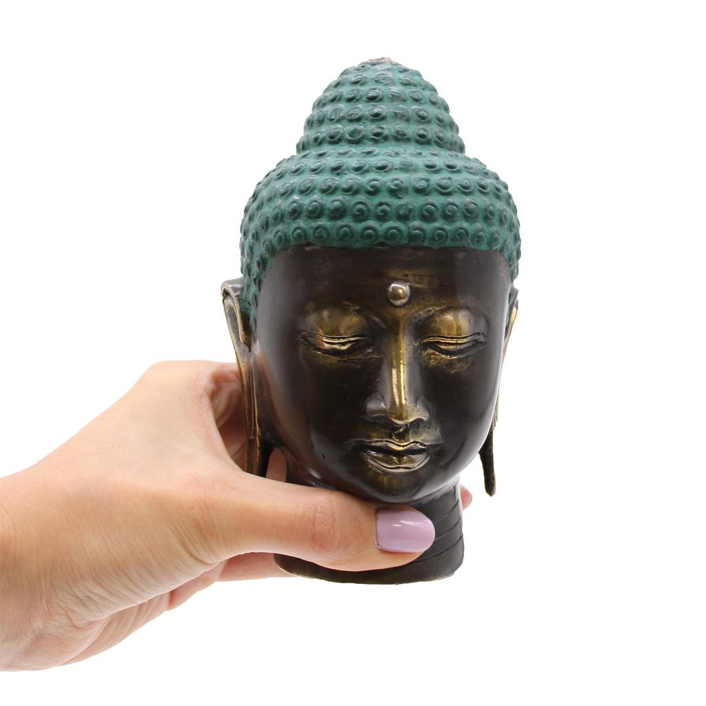 Buddha Head Large Antique Brass