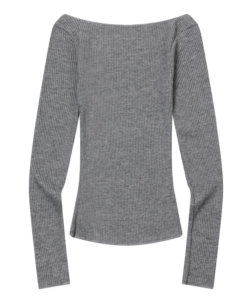 MUCENT Viage Slim Fit V-Neck Damaged Ribbed Long Sleeve Tee (6 Colors)