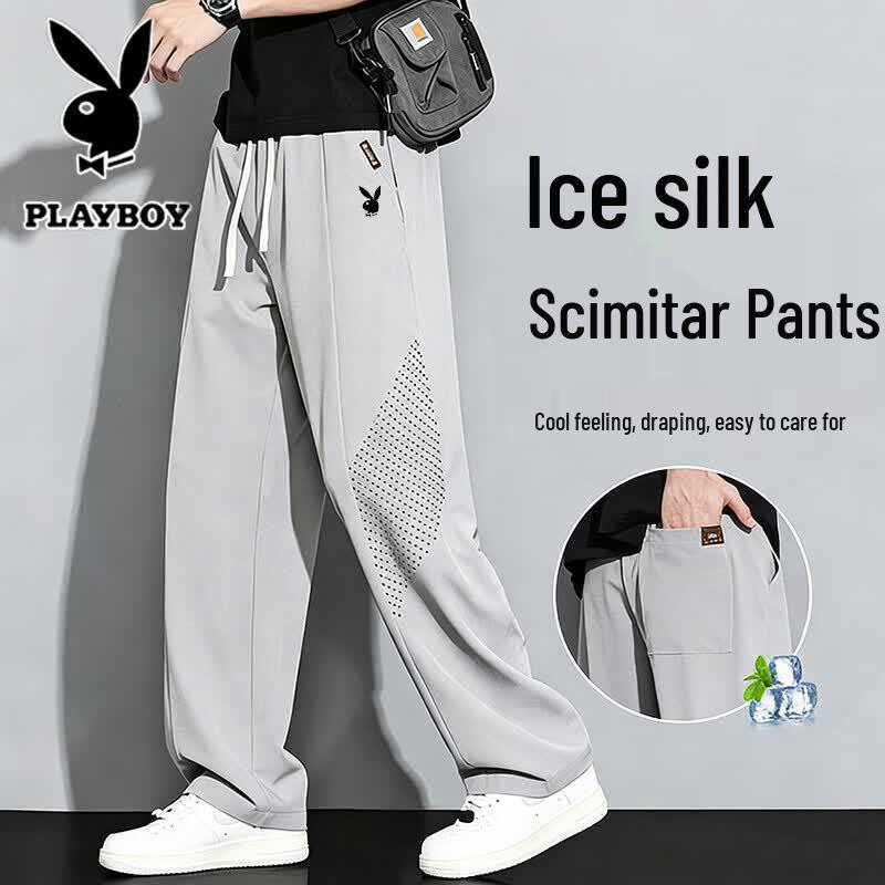 PLAYBOY Men s Summer Ice Silk Straight Leg Sport Pants XL