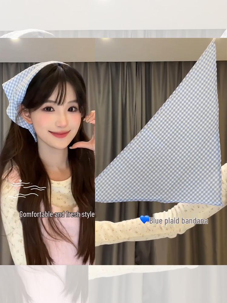 Women's Summer Silk Headscarf & Hair Tie - Pastoral French Seaside Style