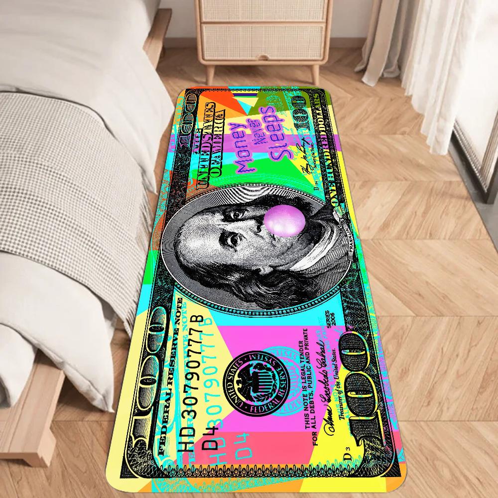 Dollar Money Floor Mat Graphic Printed Flannel Doormats for Bathroom Kitchen Entrance Carpet Home Decor
