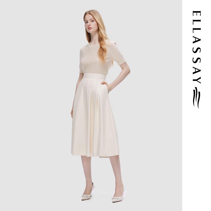 ELLASSAY Women's 2025 S/S Lyocell Acetate Blend Slim-Fit Knit Top