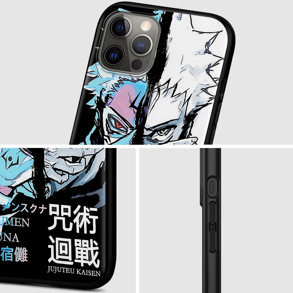 Anime Jujutsu Kaisen Case for iPhone 14 11 13 Pro Max 12 Mini XR 7 8 Plus SE 2020 XS 6 6S + Coque Black Soft Phone Bag Cover