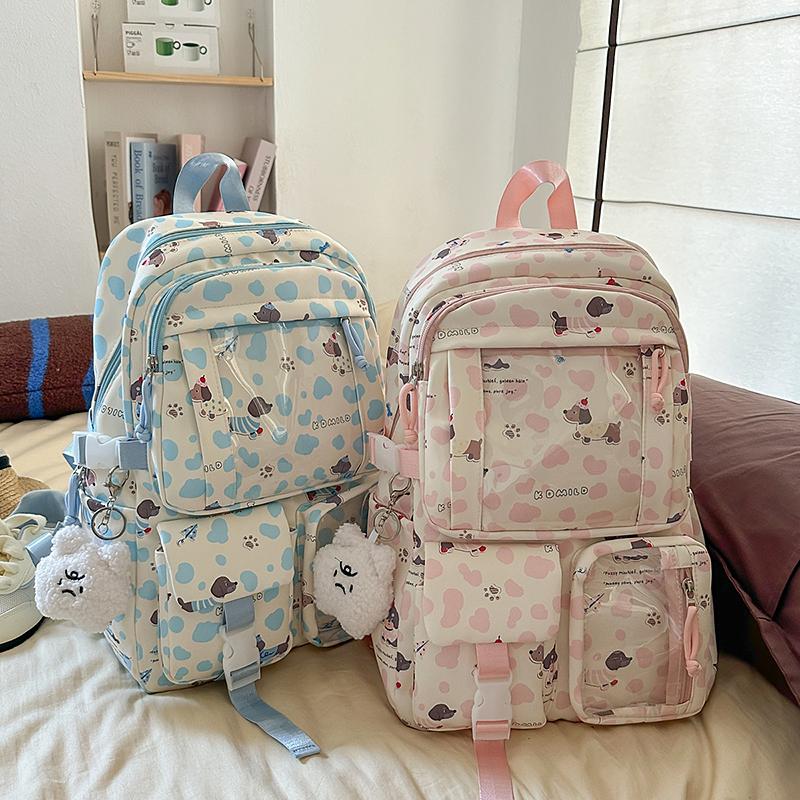 Puppy Printed Schoolbag Junior High School Students Lightweight Backpack Women's Cartoon Backpack