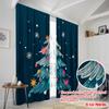 2 Stück, 2D-Flachdruckmuster Vorhänge Lebhafte Schneeflocke & Weihnachtsbaum Vielseitiger Polyesterstoff (ohne Stange) Vielseitig