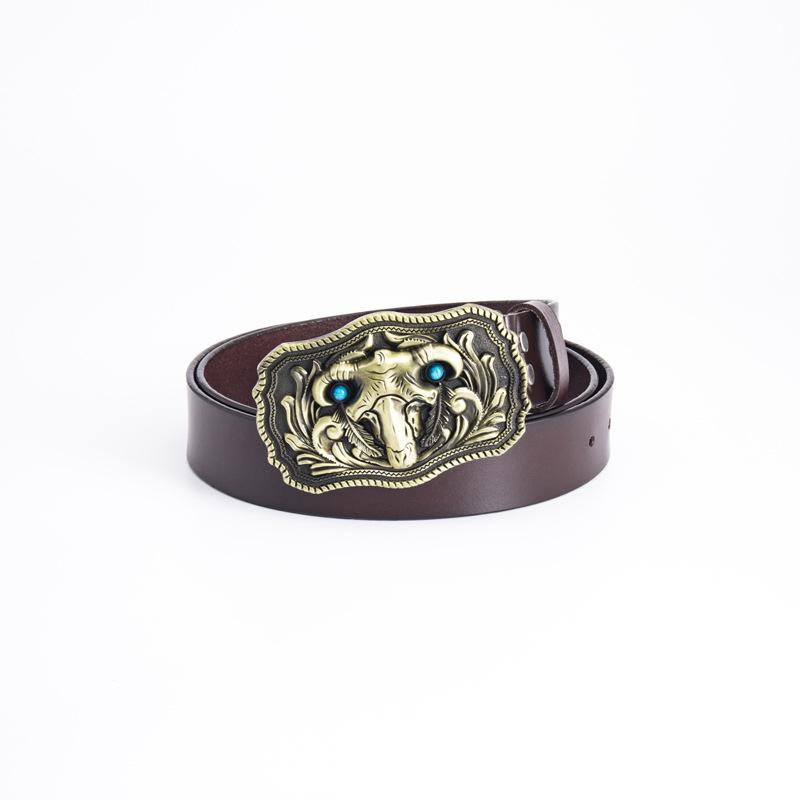 Sheep Totem Personality Ethnic Style Belt Fashion Whole Cowhide Retro Belt Ghost Knights Jeans Belt
