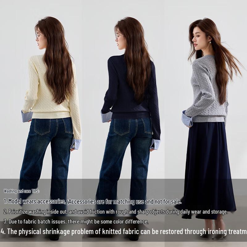 VICTORIA&VERA Women's Faux Two-Piece Cable Knit Cardigan V9016W14