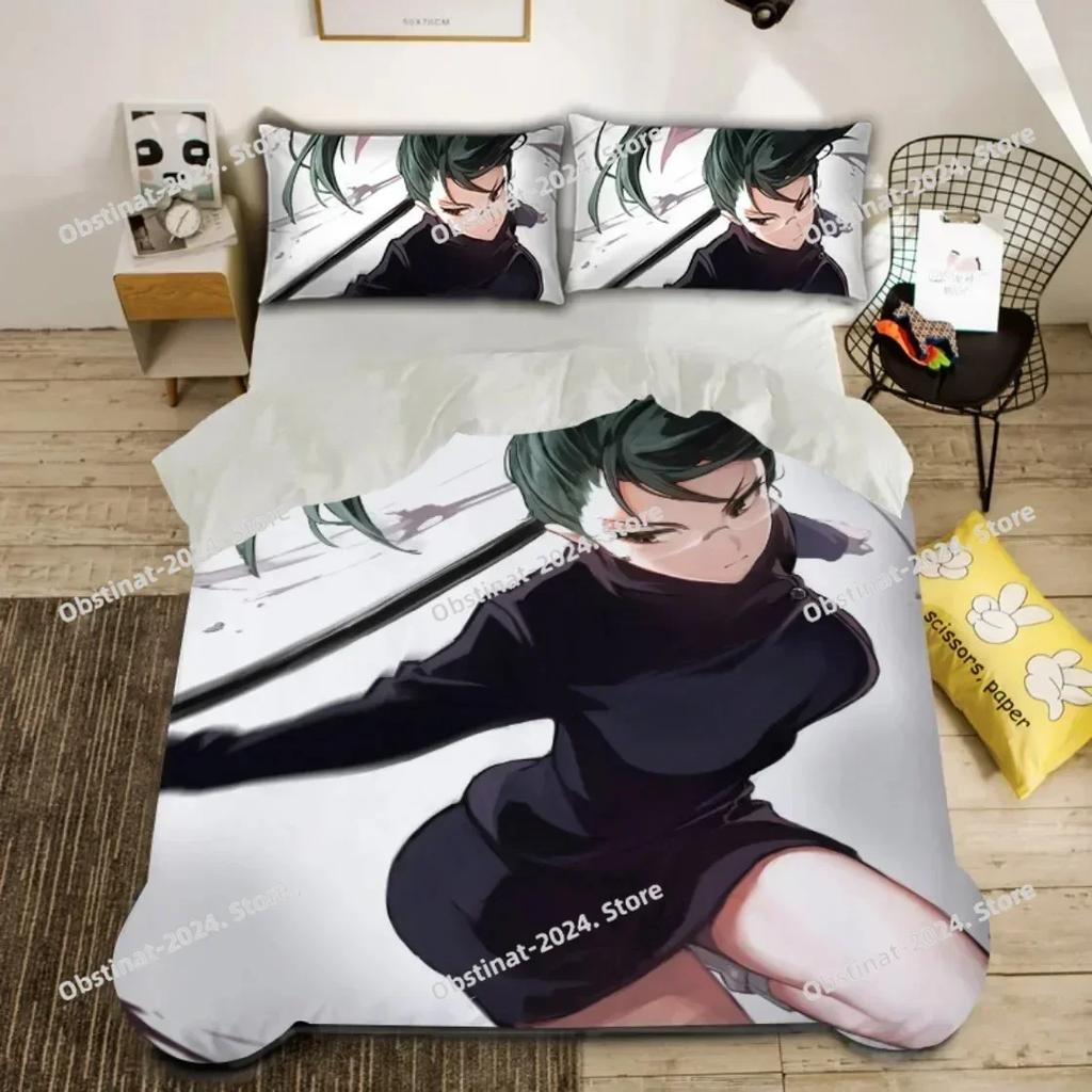 Capa de Edredom 3D Anime Satoru Gojo Japão Famoso Anime Conjuntos de Capa de Edredom Meninos Estampado 3D Sukuna Decoração de Quarto