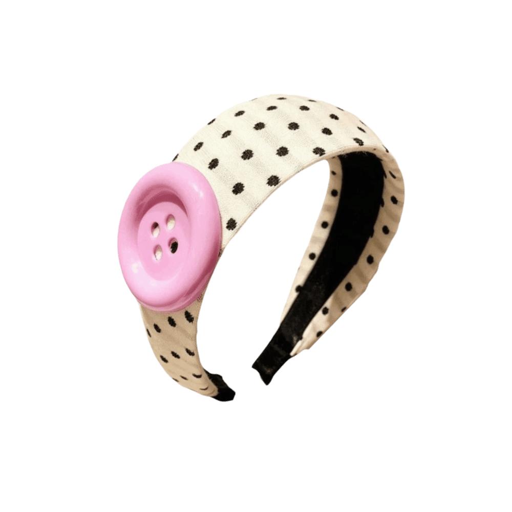 Wide Brim Dopamine Hair Hoop Non Slip Oversized Button Hairband Polka Dot Headband Makeup
