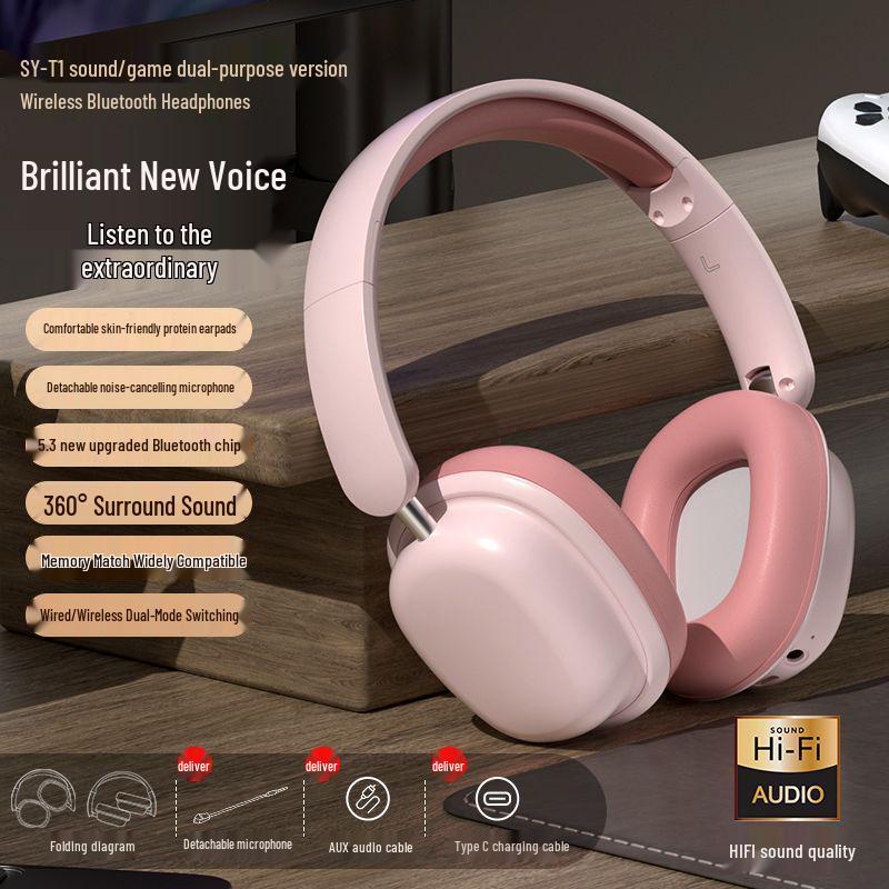 Over-Ear Wireless Bluetooth Headphones: Student, Sports, Gaming, Noise-Cancelling, Heavy Bass, Universal Computer Headset