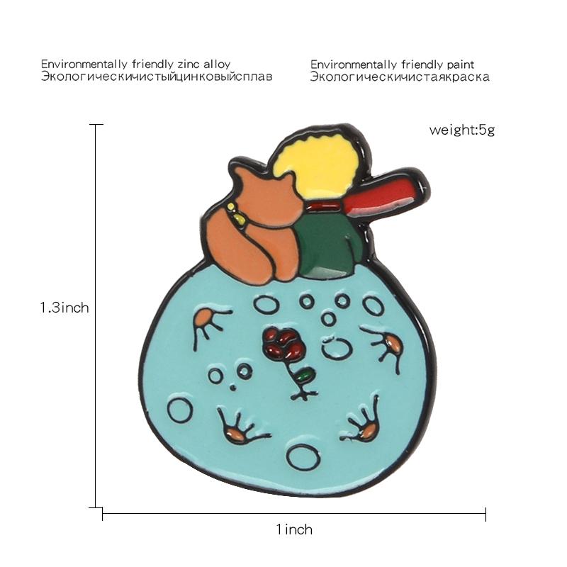 Don't Be a Boring Adult ! Planet Fox Rose Classical Fairy Tale Hard Enamel Brooches Pin