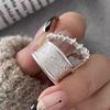 Adjustable Geometric Twist Texture Ring - Trendy Women's Wide Band for Index Finger