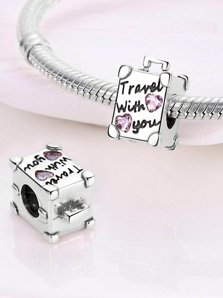 Charms Plata Travel Suitcaseair Balloon Bead Copper Plated Fit Charms Copper Original Bracelet For Jewelry Making Diy Charm