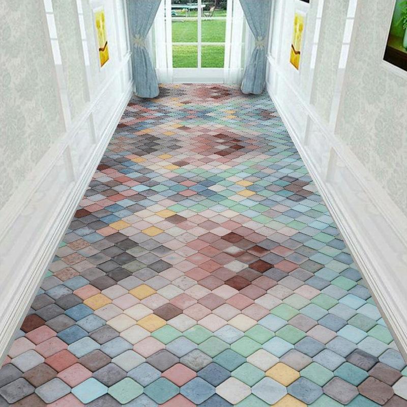 3D květinová a travnatá chodba Dlouhé koberce Lehký Luxusní Koberec do předsíně Protiskluzový běhoun Koberec Pastorační silniční rohožka na schodiště