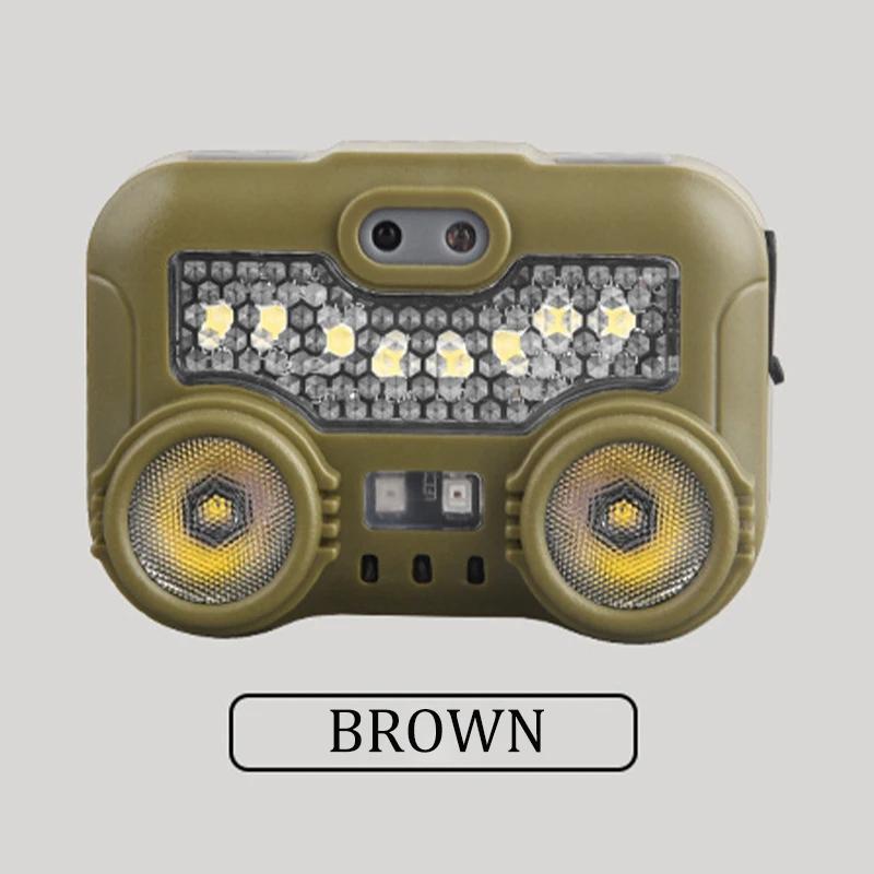 

Светодиодный перезаряжаемый датчик налобный фонарь с дисплеем питания легкий налобный фонарь для отдыха на природе водонепроницаемый налобный фонарь для рыбалки 1pcs коричневый