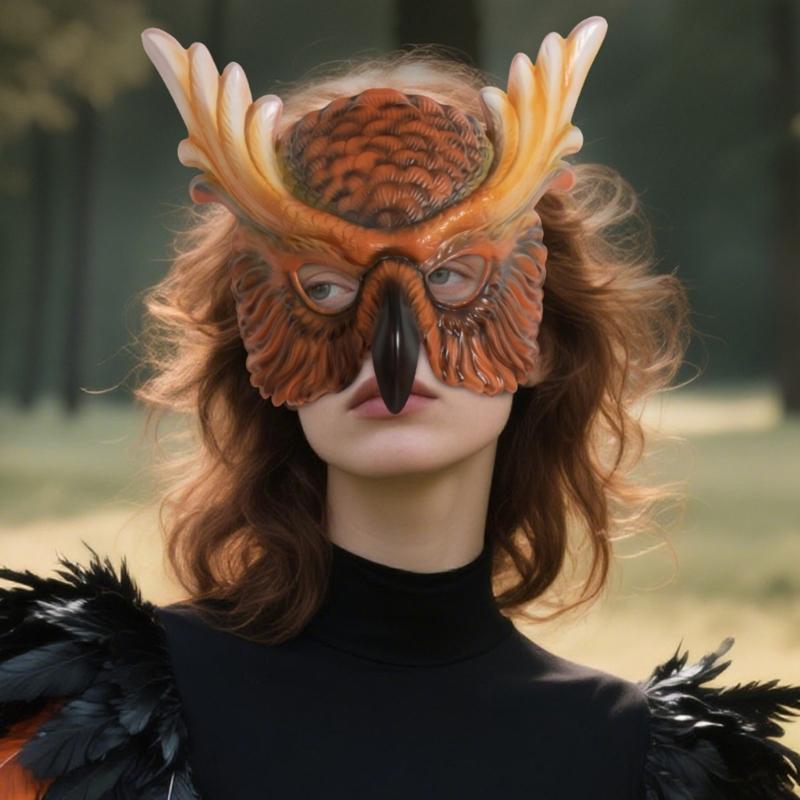 Masquerade Mask Owl Mask Bird Mask Beak Feather Half Face Mask Halloween Cosplay Costume Costume Mask for Mardi Gras