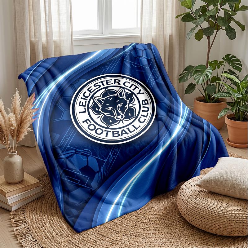 Leicester City Football Print Flannel Blanket, Soft Warm Lightweight Throw Blanket for Sofa Bed Camping
