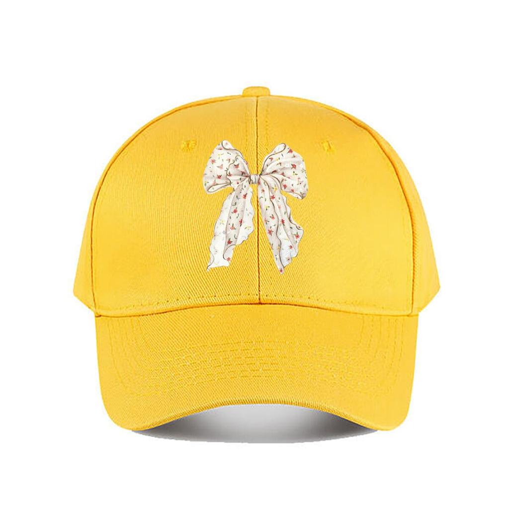 Floral Silk Hair Bow With Gold Trim Baseball Cap Fashion Unisex Sunhat Womens Outdoor Sports