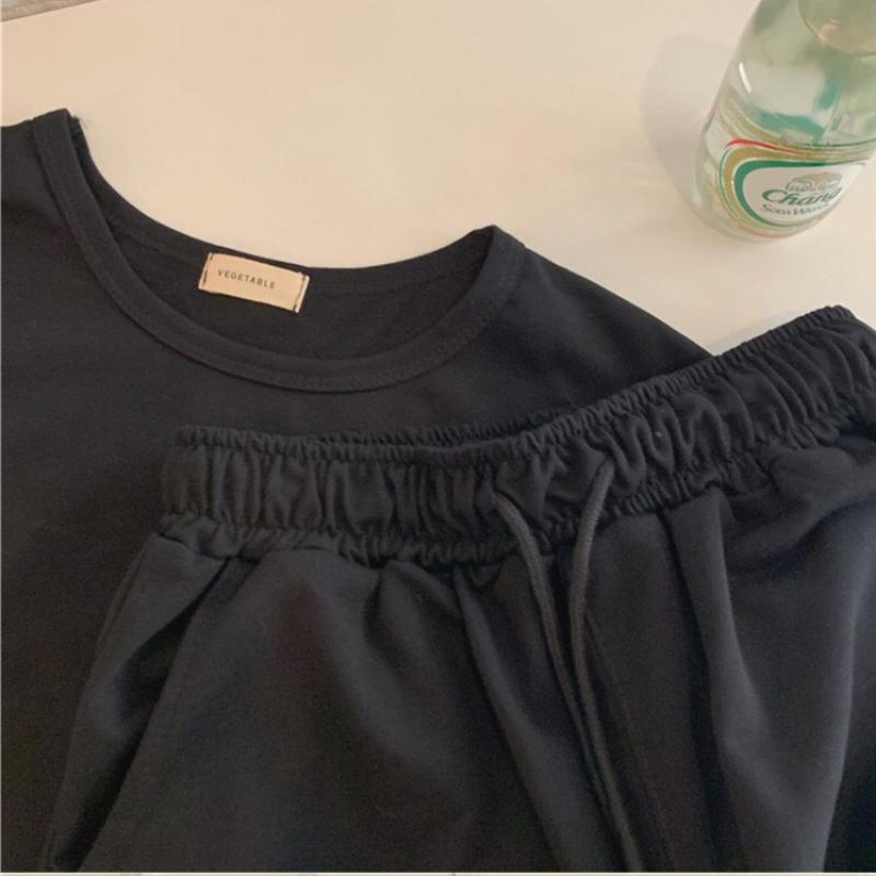 Sommer Frauen Baumwolle Sets Casual Zwei Stücke Kurzarm T Shirts und Hohe Taille Kurze Hosen Solide Outfits Trainingsanzug