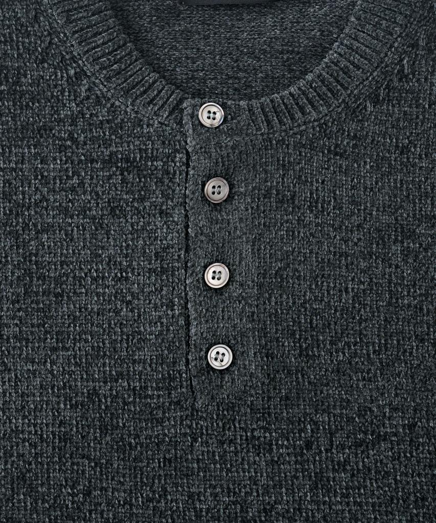 ANALOG MOOD Velour Refined Henley Neck Round Knit (Charcoal)