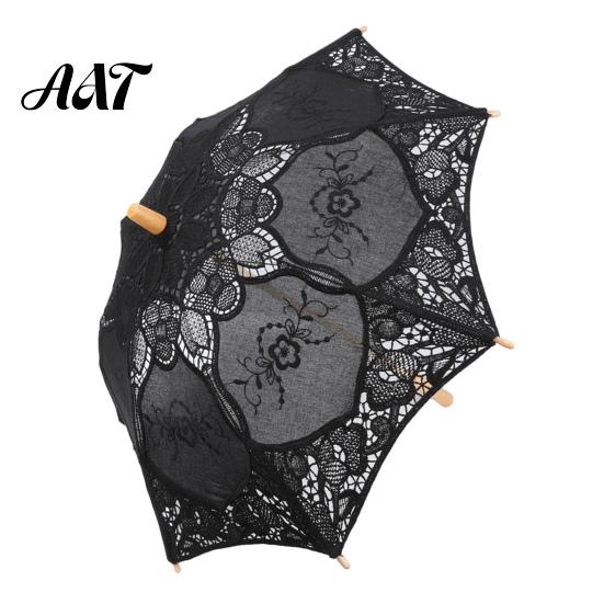 Vintage Style Sunshade Gothic Lace Umbrella, Black Bridal Parasol for Halloween UV Resistant Umbrella Witch Cosplay, Wedding Decoration, Stage