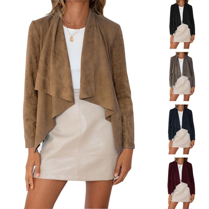 2025 Autumn/Winter Women's Faux Suede Casual Lapel Jacket: European & American Style