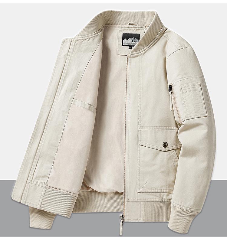 Men's MA-1 Pilot Jacket: Spring/Autumn Motorcycle Coat, Plus Size, Solid Color Military Flight Uniform