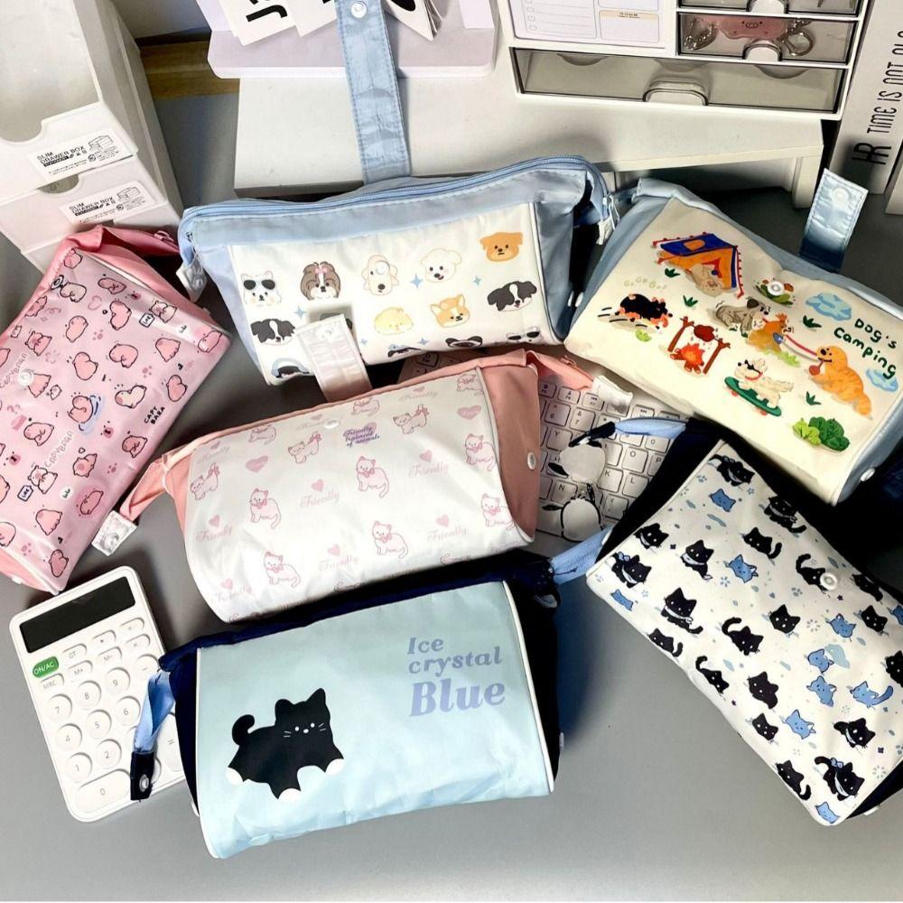 

Canvas Pencil Case Large Capacity Stationery Bag Portable Pen Bag Students Black Cat