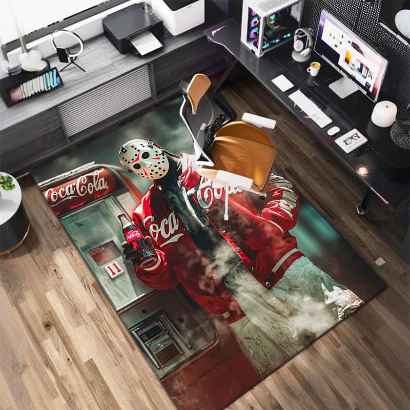 Christmas gift Halloween themed cola beverage Coca Cola carpet is suitable for living room and bedroom doormats office balcony decorative carpet V25