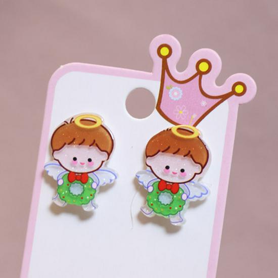 Cartoon Resin Glossy Children's Christmas Flower Ear Clips and Student Earrings