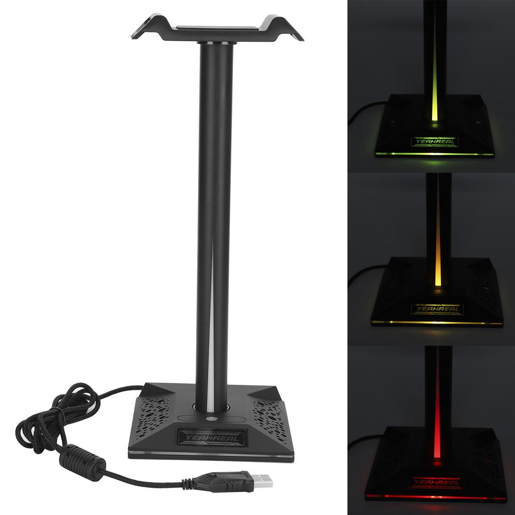 Light Effect Touch Headset Bracket Dimming RGB with Dual USB Interface 3.5mm Audio