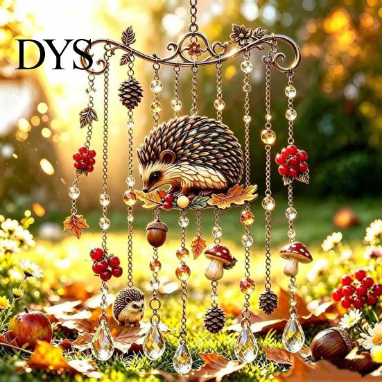 Nature Inspired Suncatchers Fall Animal Wind Chime Suncatcher, Stained Acrylic Fox Rabbit Hanging Suncatcher Party Photography Props with Prism Drops,
