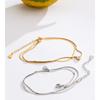 Yhpup Stainless Steel Zirconia Snake Chain Double Layer Anklet Exquisite Fashion Basic Casual Lightweight Jewelry Gift