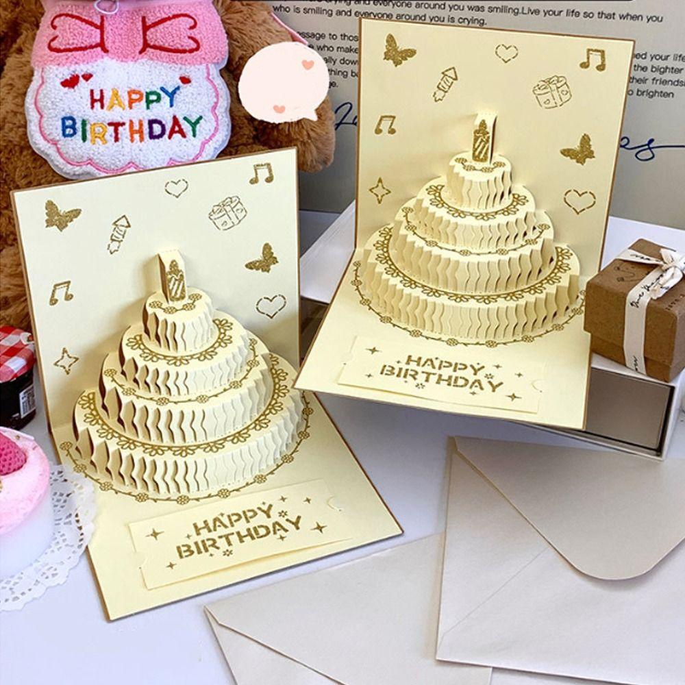 Handmade 3D Birthday Card Folding Happy Birthday Card Message Cards Gift Card  Birthday Party