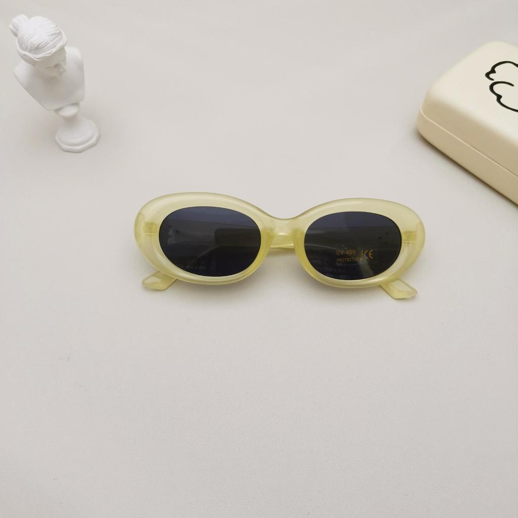 2025 Children's Personality Color Block Oval Frame Sun Protection Beach Boys And Girls Stylish Versatile Version Sunglasses