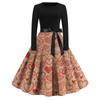 Love Print Flared Dress Women's Long Sleeve Dress Party Casual Dress Valentine's Day