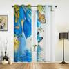 Blue Tulips And Butterfly Window Curtains For Living Room Luxury Bedroom Decor Drapes Kitchen Window Treatments Curtains