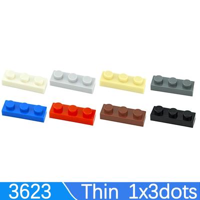 100Pcs MOC Thin Bricks Assembles Particles Plate 1 X 3 Dots Building Blocks Parts DIY Educational Gift Toys Compatible 3623
