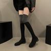 Fashion Thigh High Women Boots Over The Knee High Elastic Stretch Color Block Shoes Sock Long Zapatillas Mujer