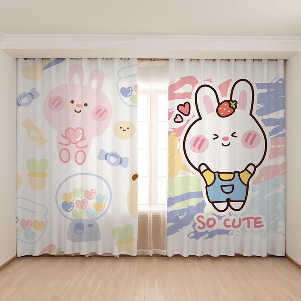 Cute Cartoon Rabbit Children Room High Shading Curtain Bedroom Kindergarten Training Class Early Education Center Blackout Drape