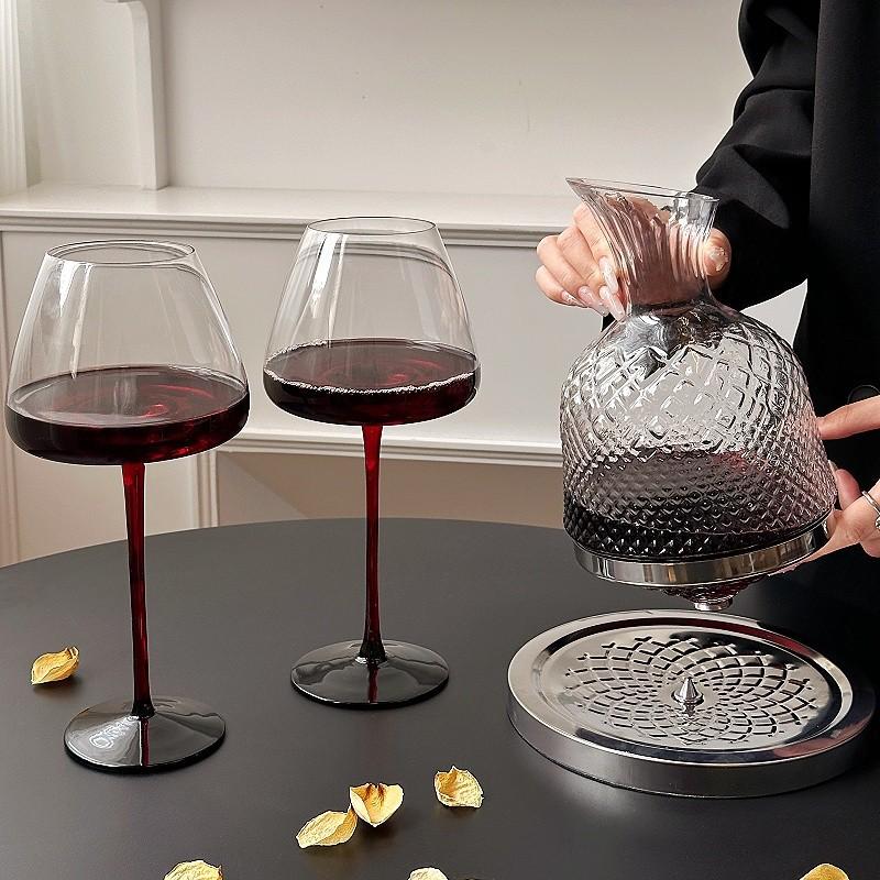 BOLTIFY Crystal Glass 360 Degree Rotating Decanter Drum 1500ml Decanter Wine Dispenser Inflator Mirror Kettle Decoration Gift