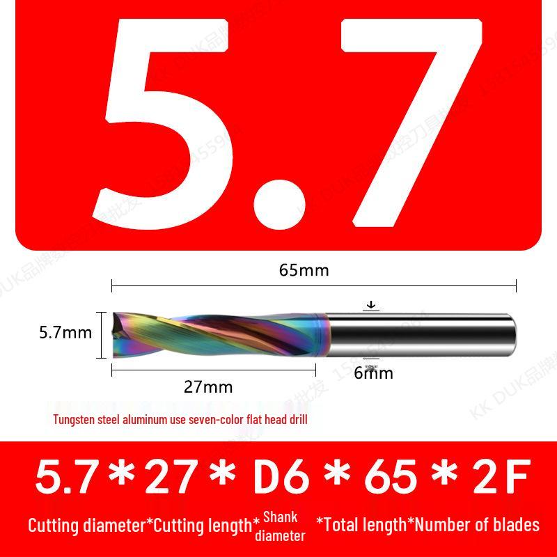 Tungsten Steel Flat Head Drill Bit for Aluminum, 180°, 4.1-6.0mm (0.1mm Intervals)