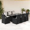 VidaXL 9pcs Garden Dining Set Black Cushions Wicker 3262778