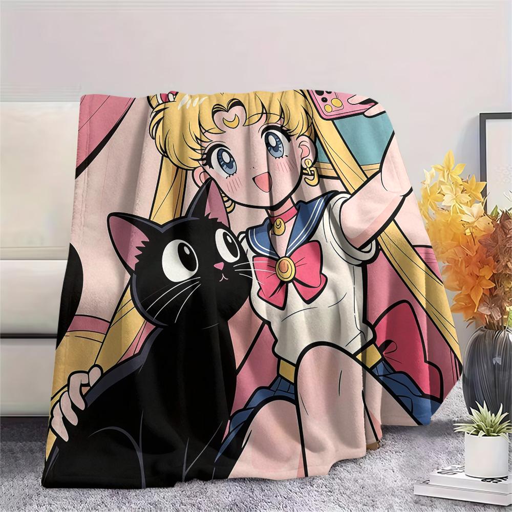 Sailor Moon Flannel Blanket, High quality Comfortable for All Seasons, Home Decor, Warmth and Comfort