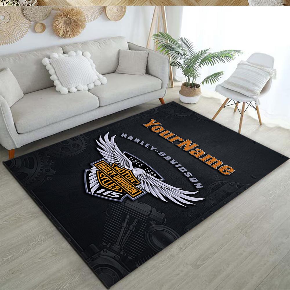 Harley-davidson Motorcycles Personalized Text Area Rug Perfect for Kitchen Dormitory Playrooms Hallway Anti-slip Rug Decorate Offices