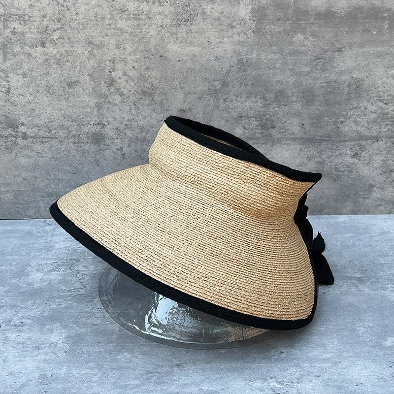 Fine Raffia Empty Top Hat For Women, Small Face Covering In Summer, Sun Protection Hat For Beach Travel, Large Brim Sun Hat For Vacation